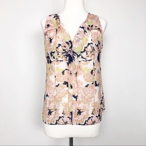 Rose & Olive Floral Sleeveless Blouse Top Size M